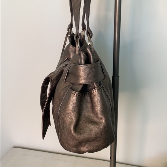 BRIGHTON PEWTER GRAY SILVER LEATHER SHOULDER BAG - Picture 5 of 13